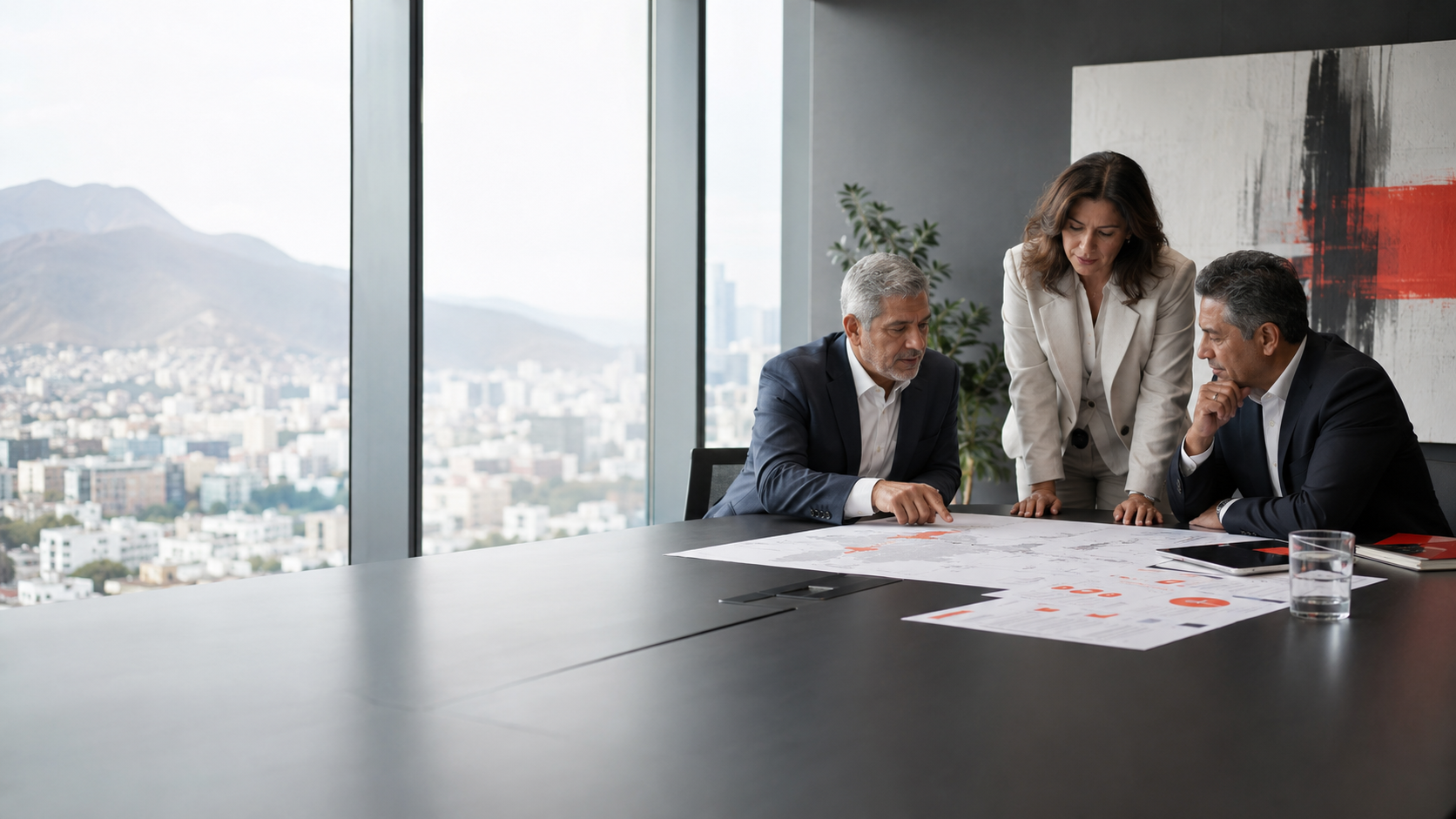 Equipo directivo trabajando en la estrategia empresarial