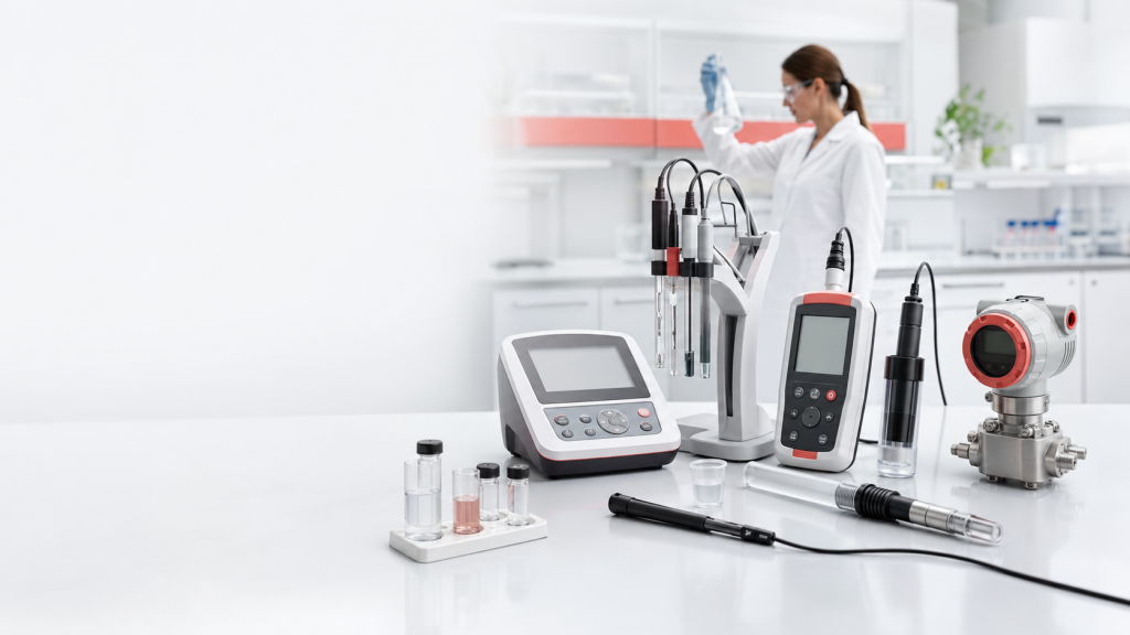 Instrumentos de laboratorio y medición para análisis de agua y procesos industriales